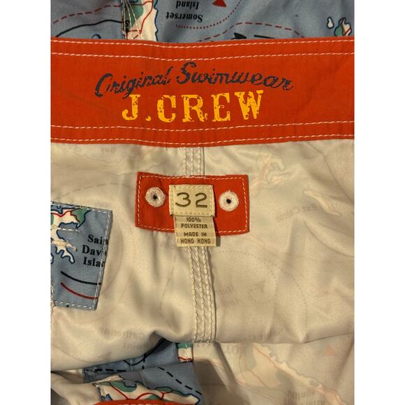 J. Crew Original Swimmwear Bermuda Island Map Swim/Board Shorts, Size 32 - Picture 5 of 6